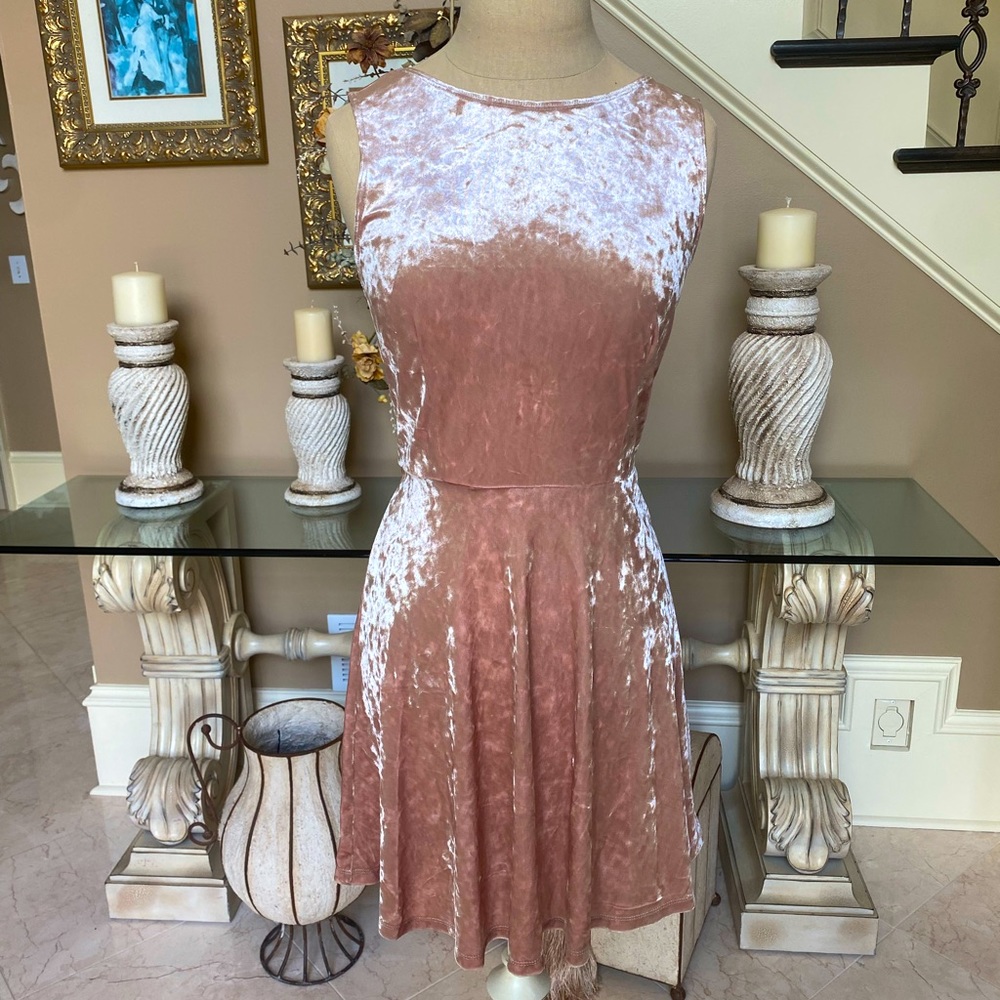 Crushed Velvet Pink Mini Dress